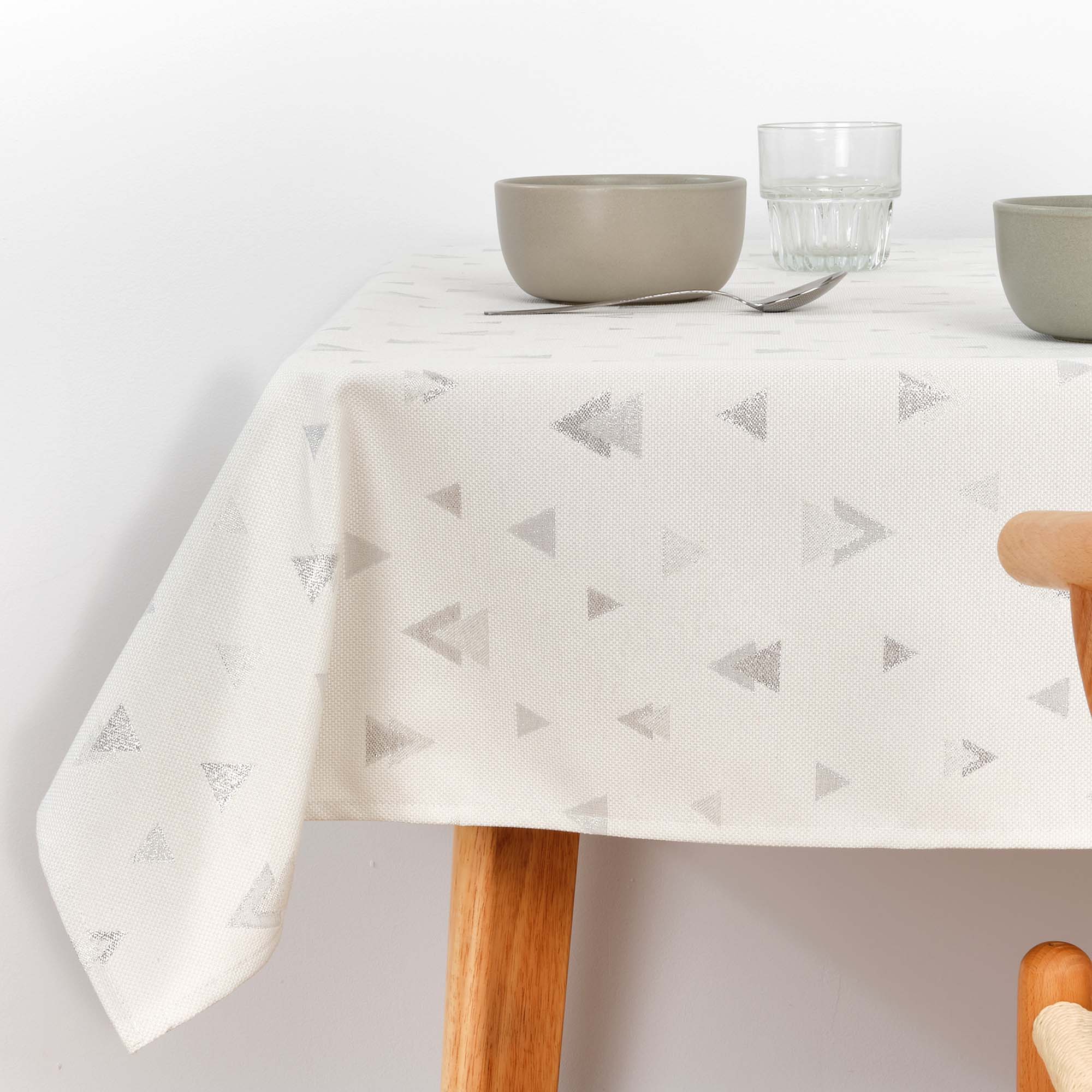 Mantel tacto tela jacquard Navidad Astroni Lurex R22120 Natural Plata