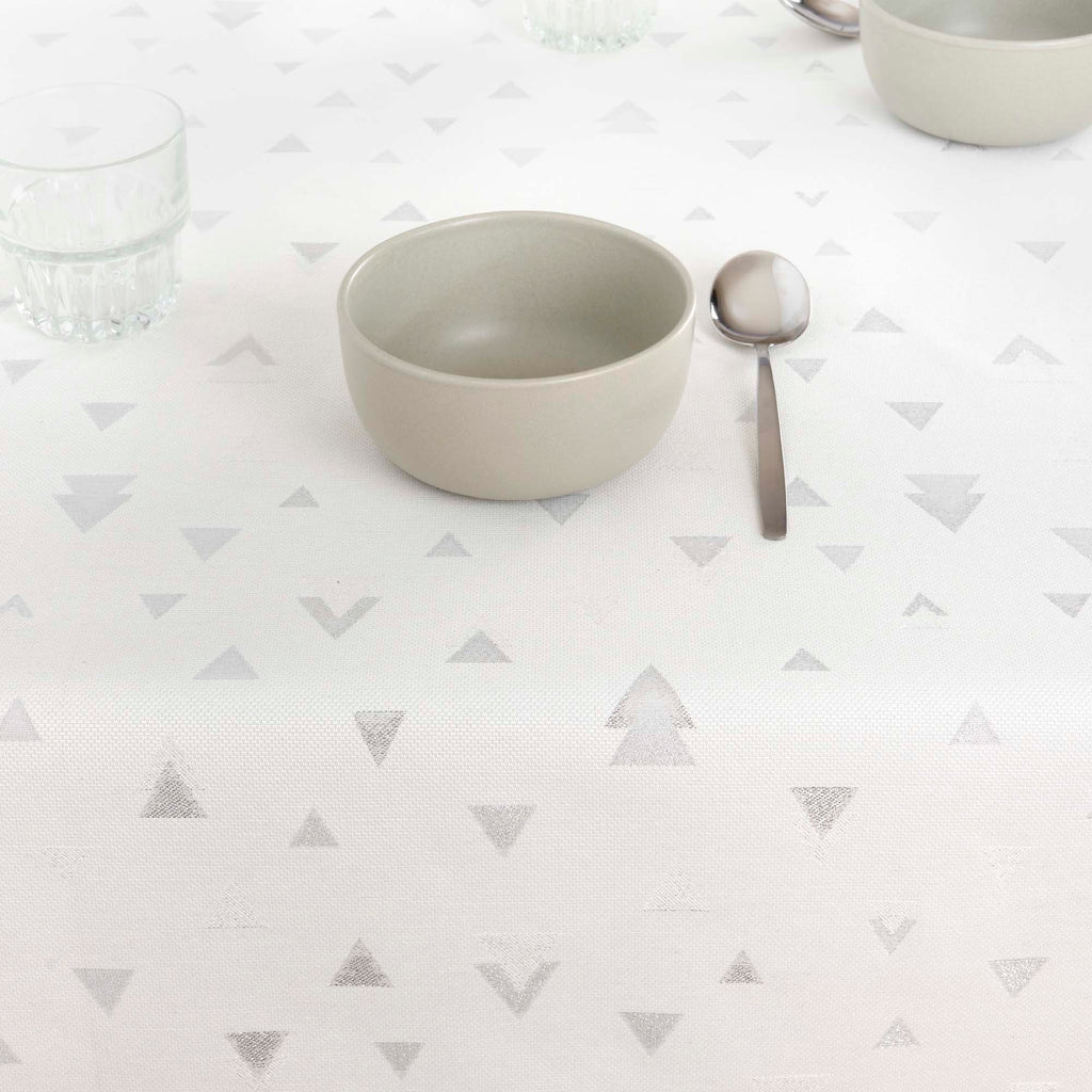 Mantel tacto tela jacquard Navidad Astroni Lurex R22120 Natural Plata