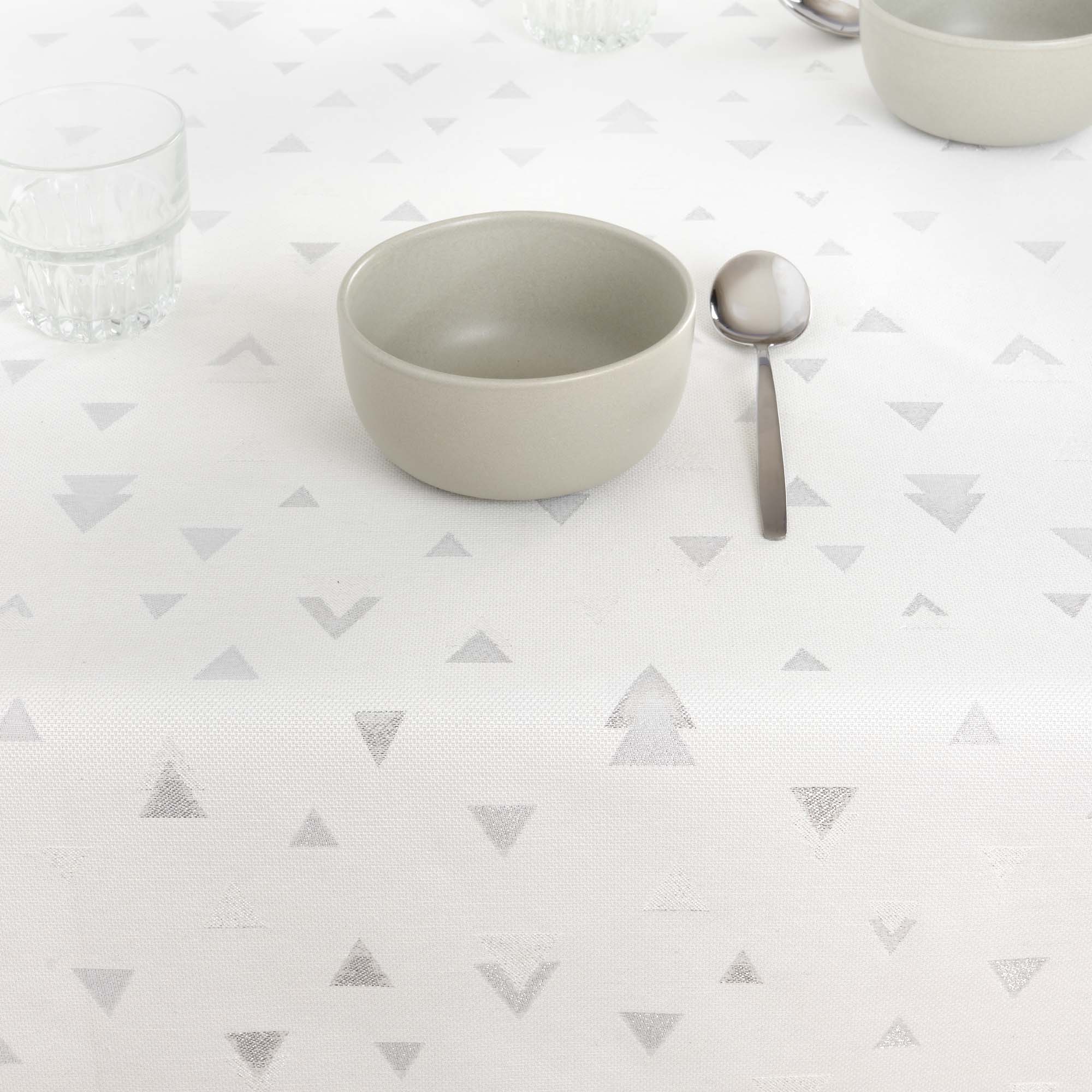 Mantel tacto tela jacquard Navidad Astroni Lurex R22120 Natural Plata