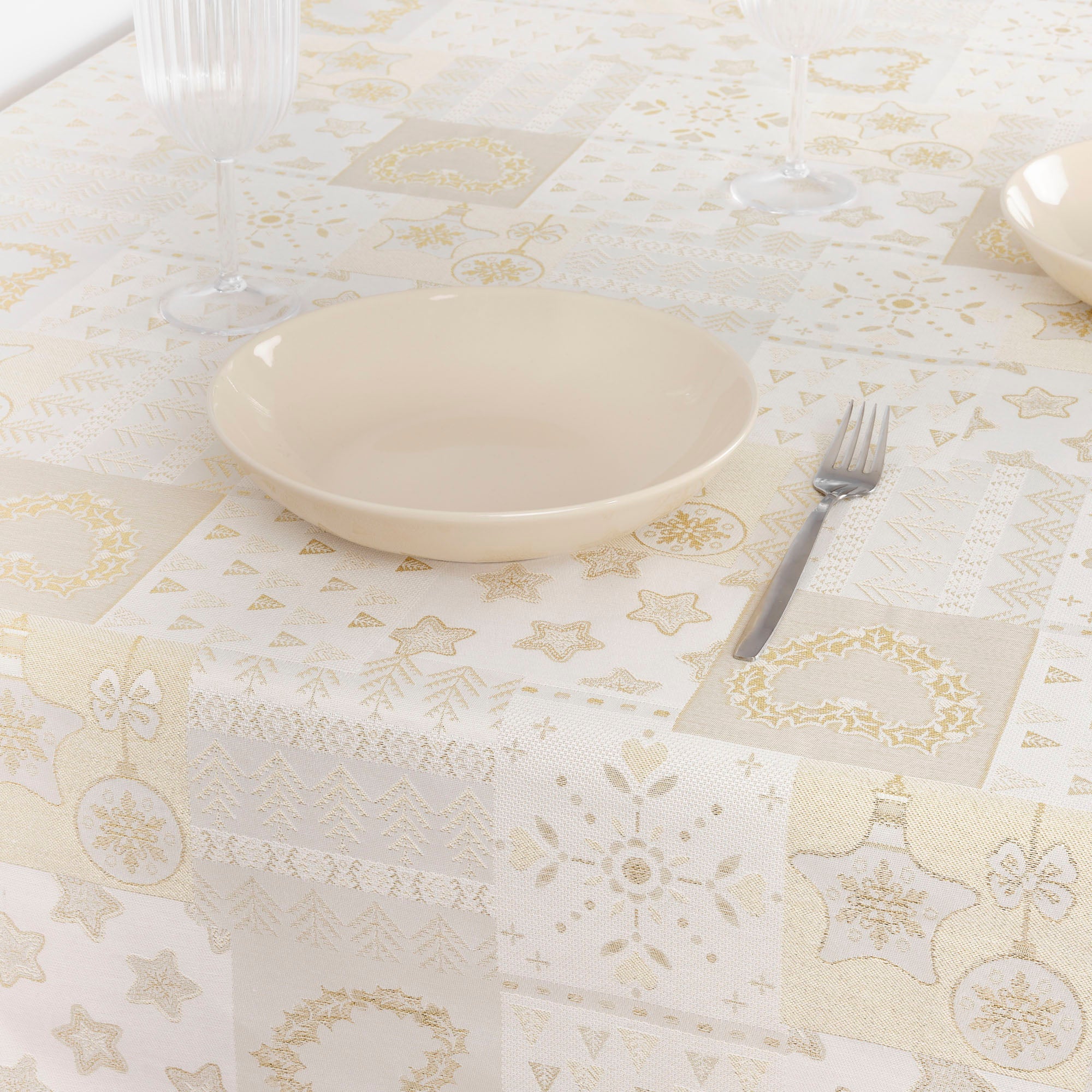 Nappe Jacquard R22124 Lurex Or Naturel