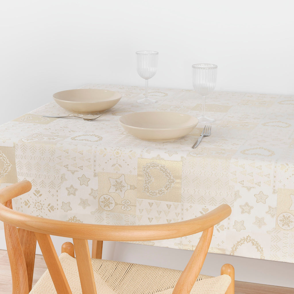 Nappe Jacquard R22124 Lurex Or Naturel