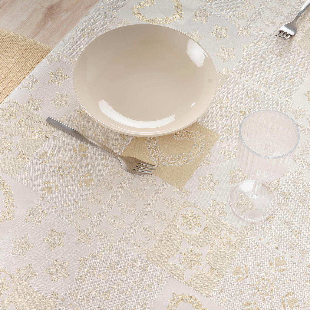 Nappe Jacquard R22124 Lurex Or Naturel