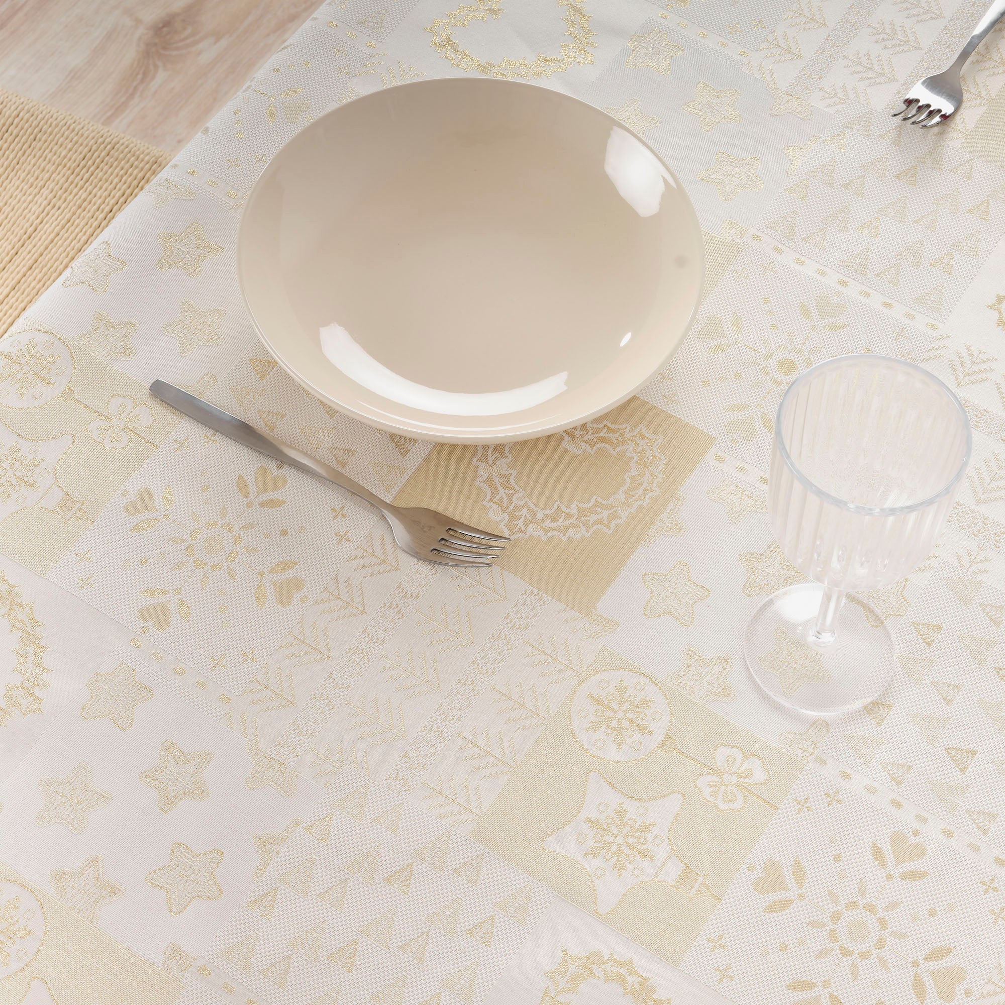 Nappe Jacquard R22124 Lurex Or Naturel