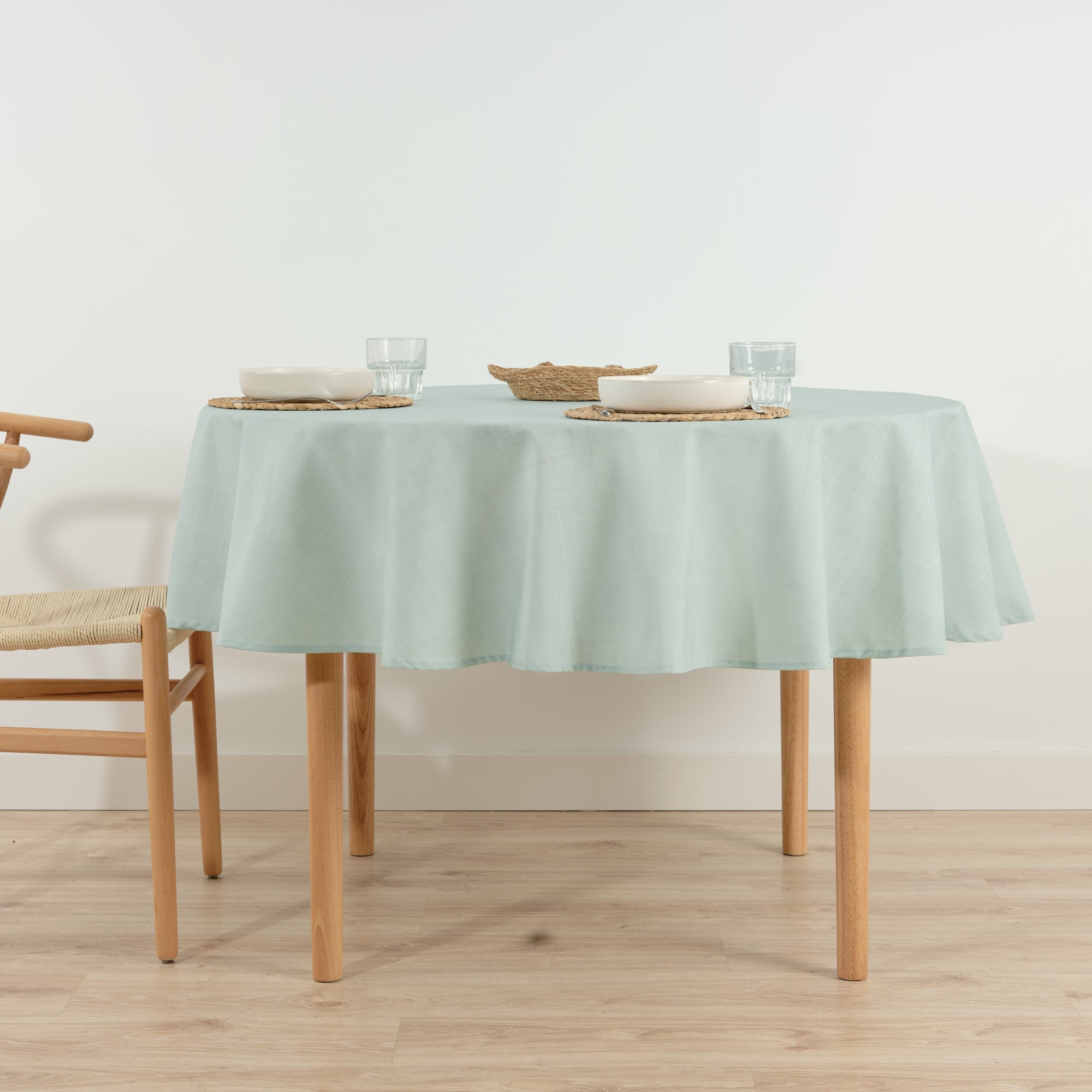 Round stain resistant tablecloth Summer Blue