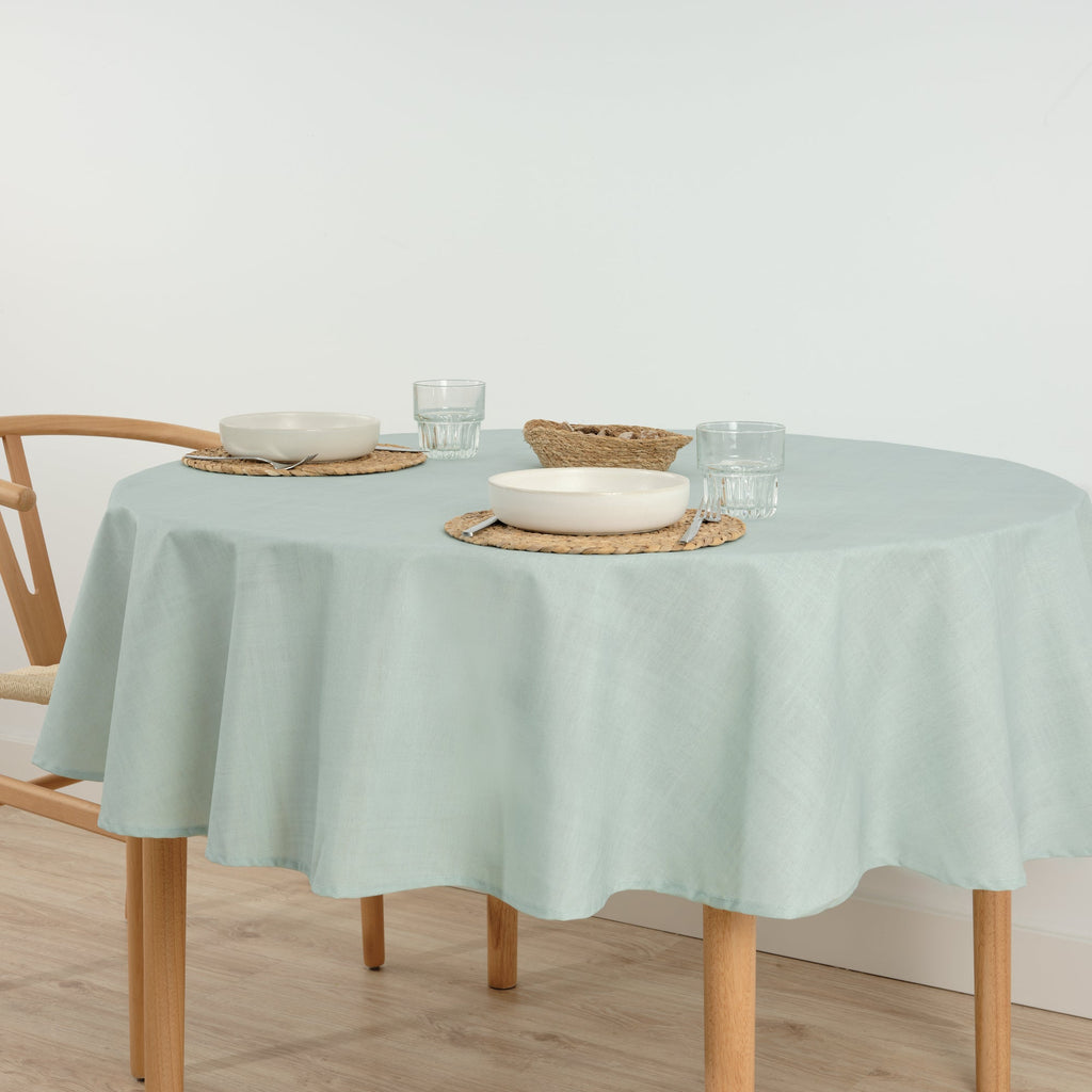 Round stain resistant tablecloth Summer Blue
