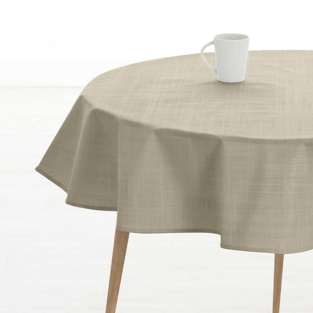 Round stain resistant tablecloth Medium Beige