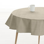 Round stain resistant tablecloth Medium Beige