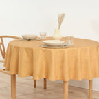 Round stain resistant tablecloth Mustard