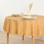 Round stain resistant tablecloth Mustard