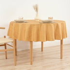 Round stain resistant tablecloth Mustard