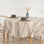 Naiara Brown stain-resistant round tablecloth