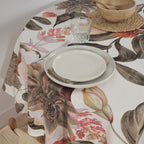 Ula Brown stain-resistant round tablecloth