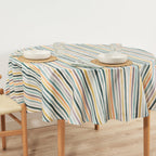 Naiara Blue stain-resistant round tablecloth