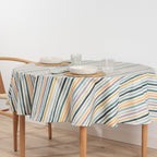 Naiara Blue stain-resistant round tablecloth