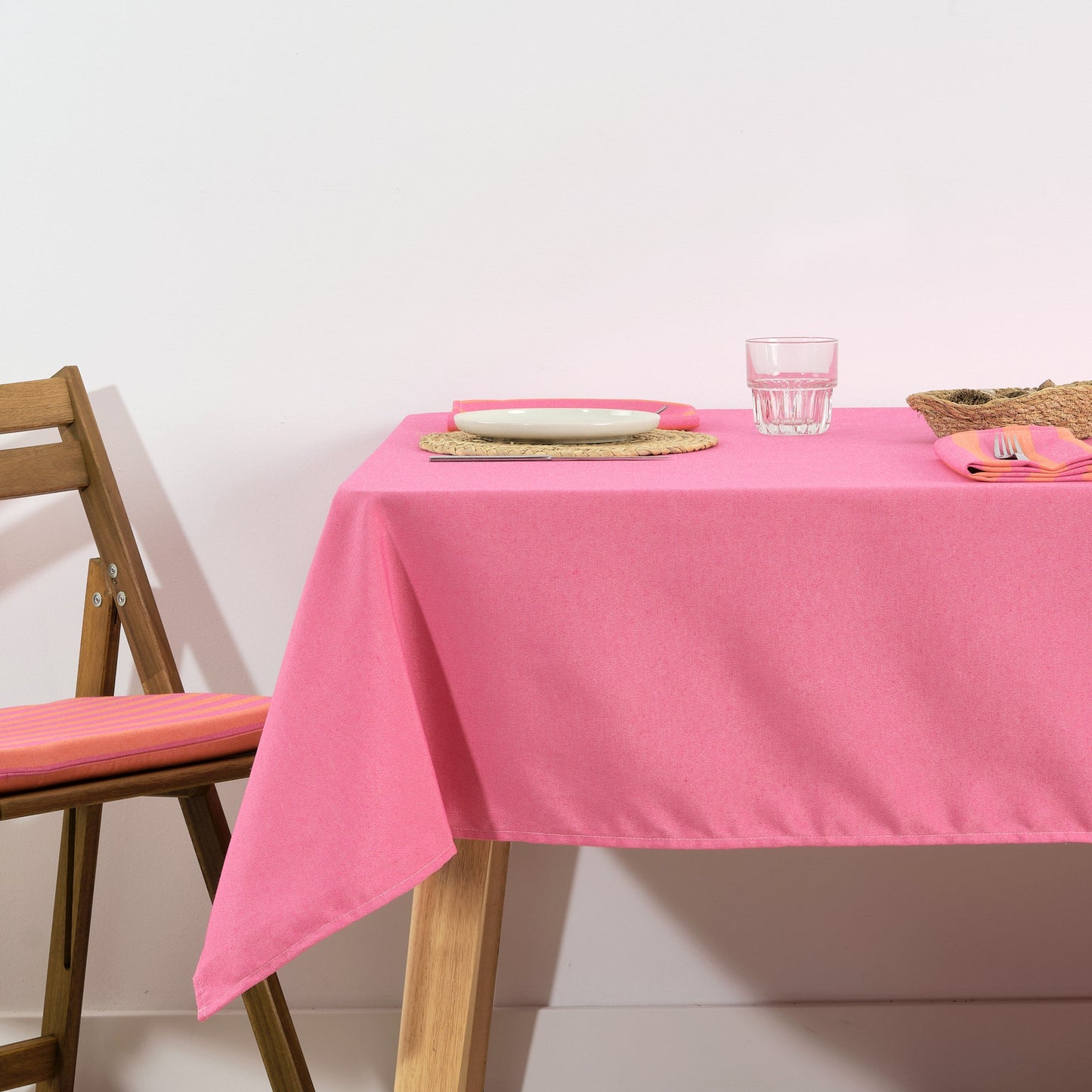 Mantel de tela jacquard Maglia Liso Fucsia