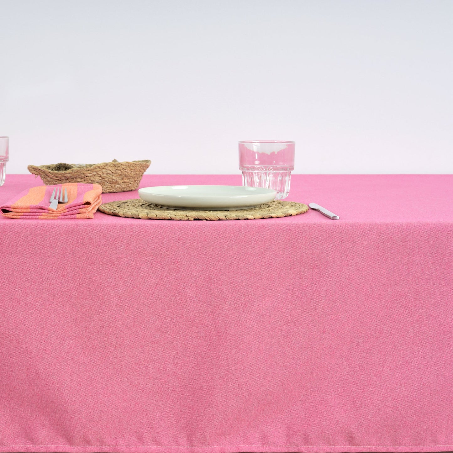 Mantel de tela jacquard Maglia Liso Fucsia