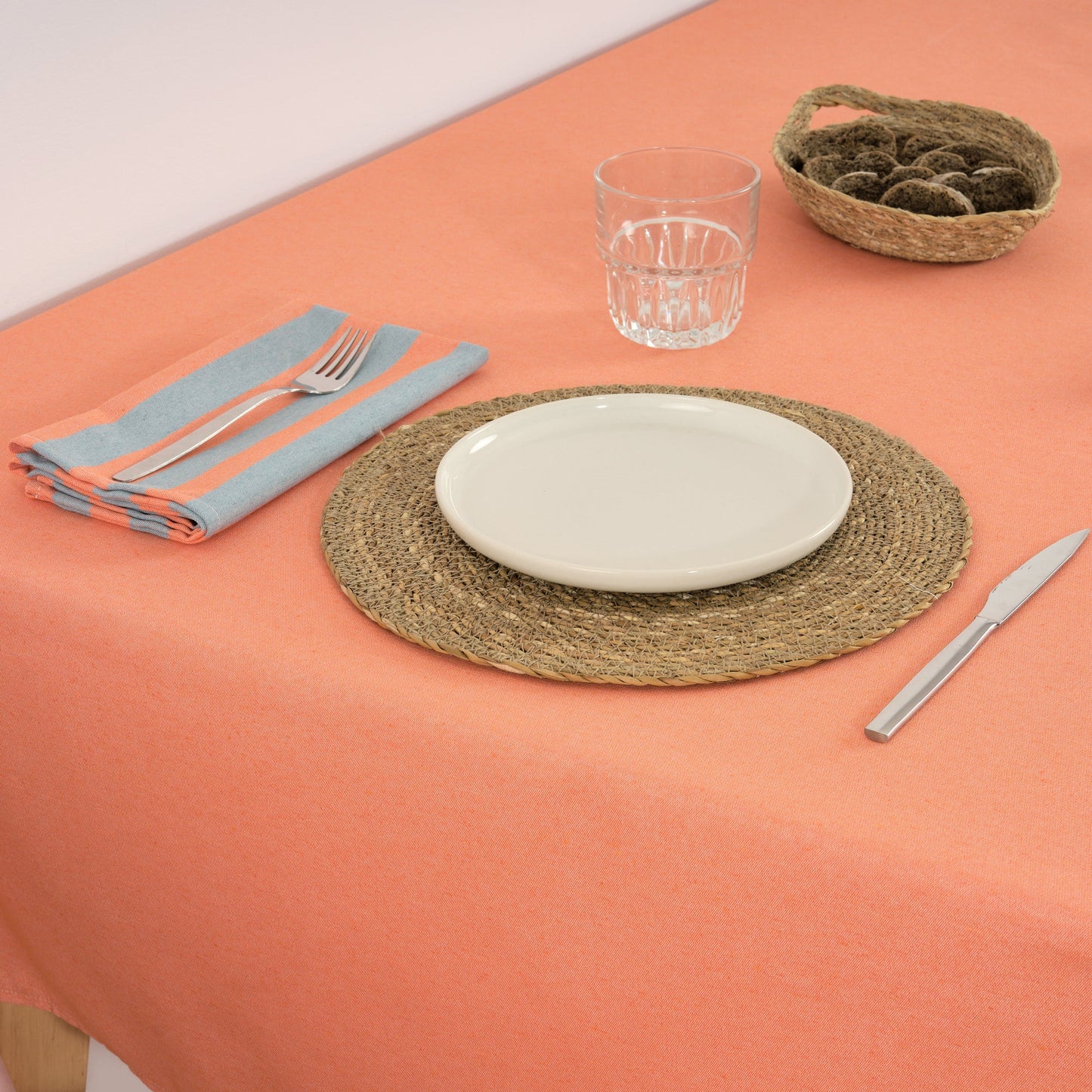 Mantel de tela jacquard Maglia Liso Naranja