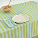 Nappe en tissu Jacquard Maglia Stripe Pistache et Turquoise