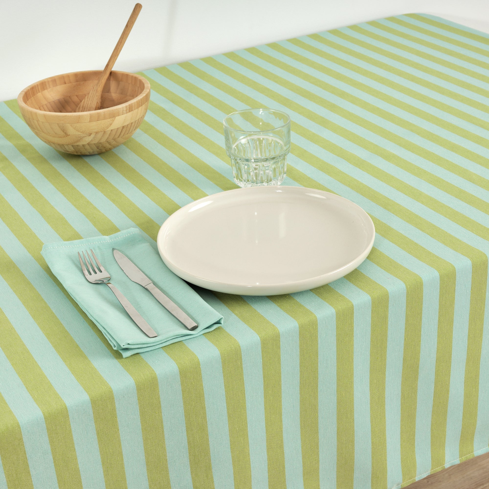 Nappe en tissu Jacquard Maglia Stripe Pistache et Turquoise