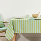 Nappe en tissu Jacquard Maglia Stripe Pistache et Turquoise