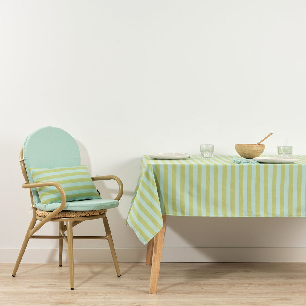 Nappe en tissu Jacquard Maglia Stripe Pistache et Turquoise