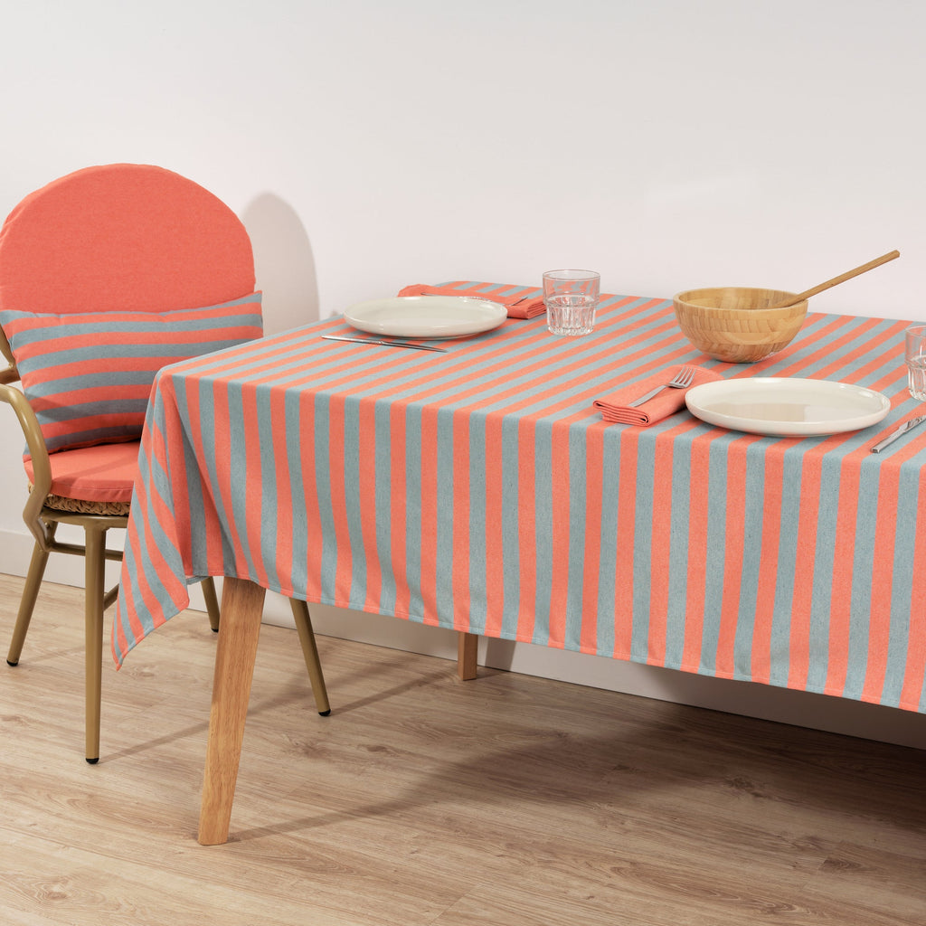 Nappe en tissu jacquard Maglia Stripe Orange et Aqua