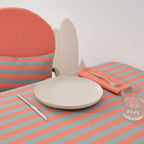 Nappe en tissu jacquard Maglia Stripe Orange et Aqua