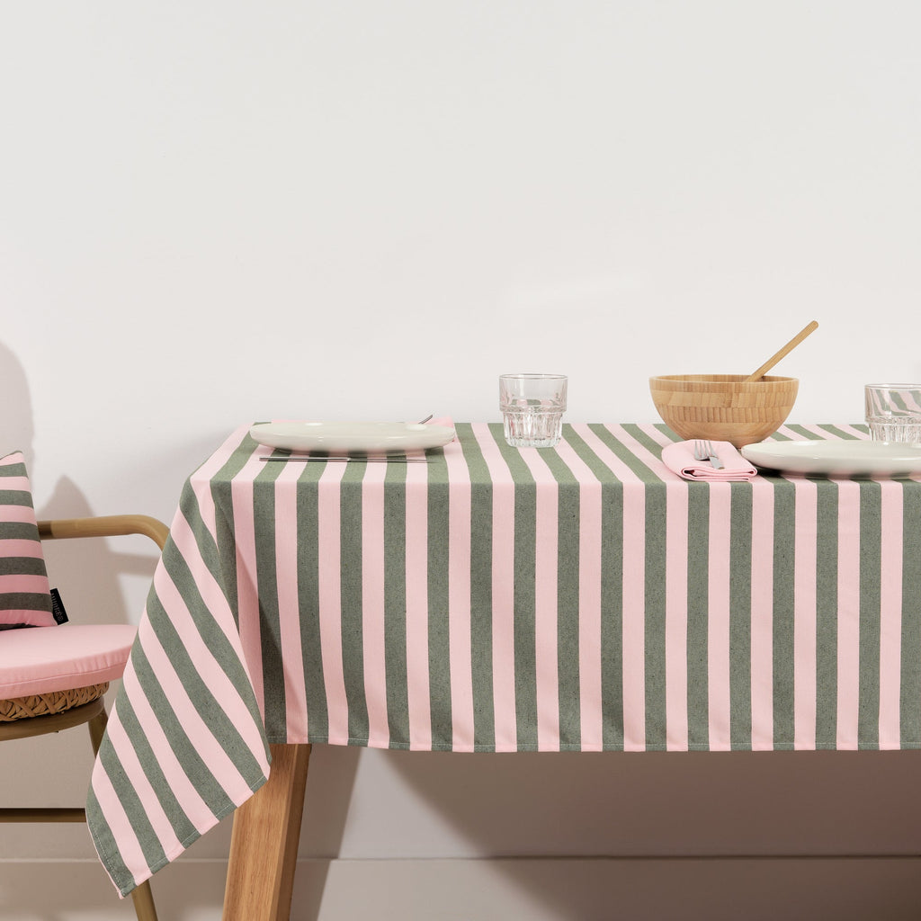 Nappe en tissu jacquard Maglia Stripe Rose et Mousse