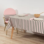 Nappe en tissu jacquard Maglia Stripe Rose et Mousse