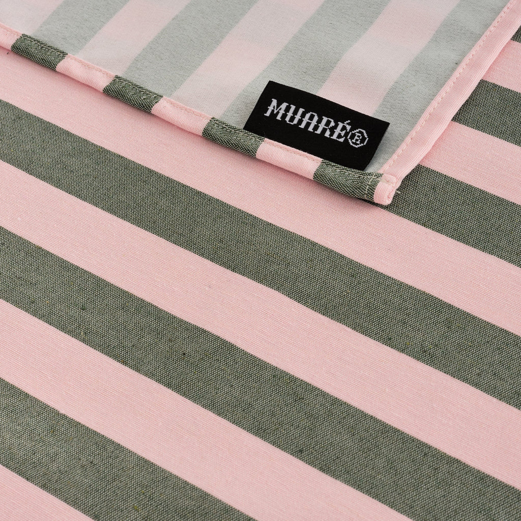 Nappe en tissu jacquard Maglia Stripe Rose et Mousse