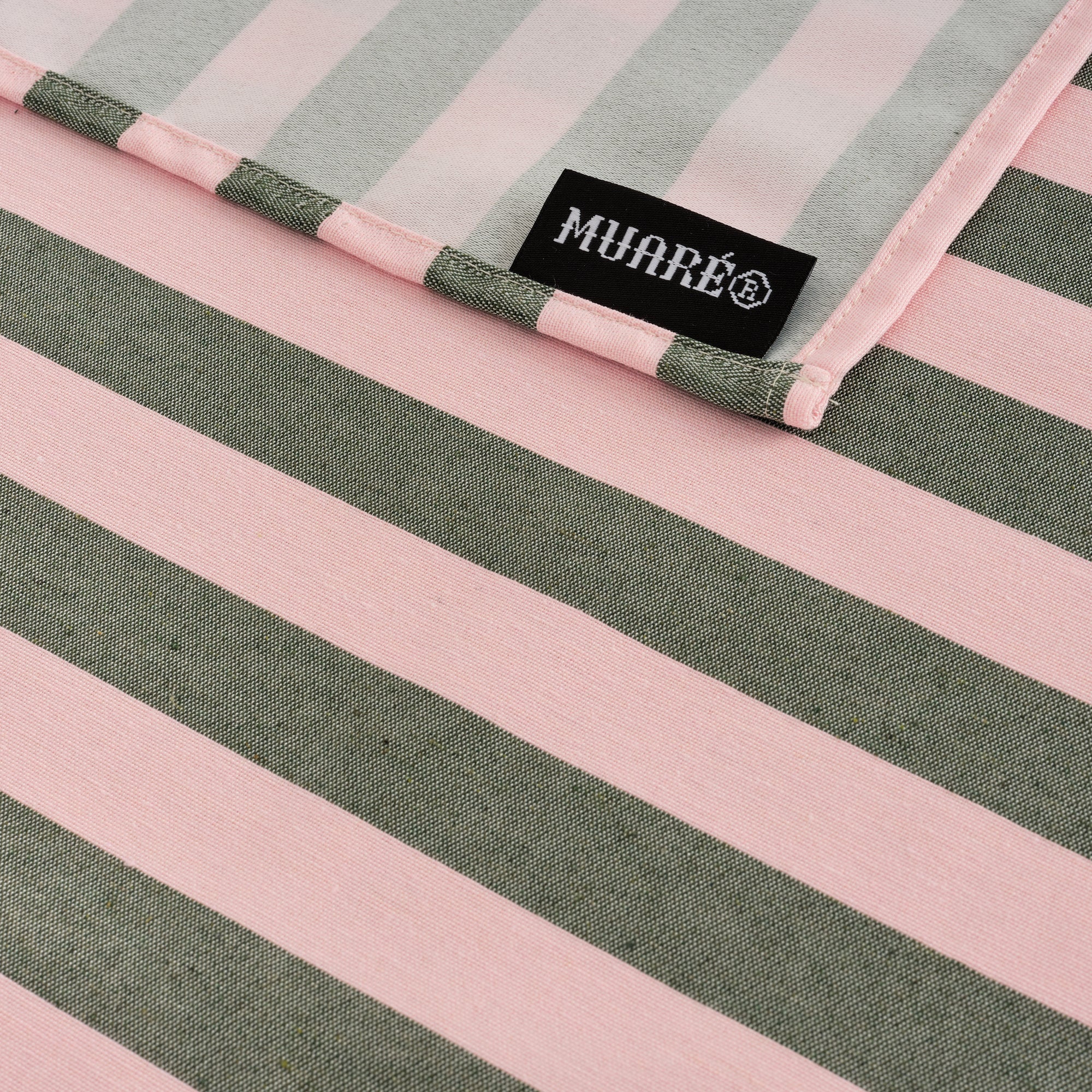 Nappe en tissu jacquard Maglia Stripe Rose et Mousse