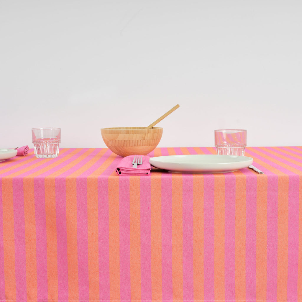 Nappe en tissu jacquard Maglia Stripe Fuchsia et Orange