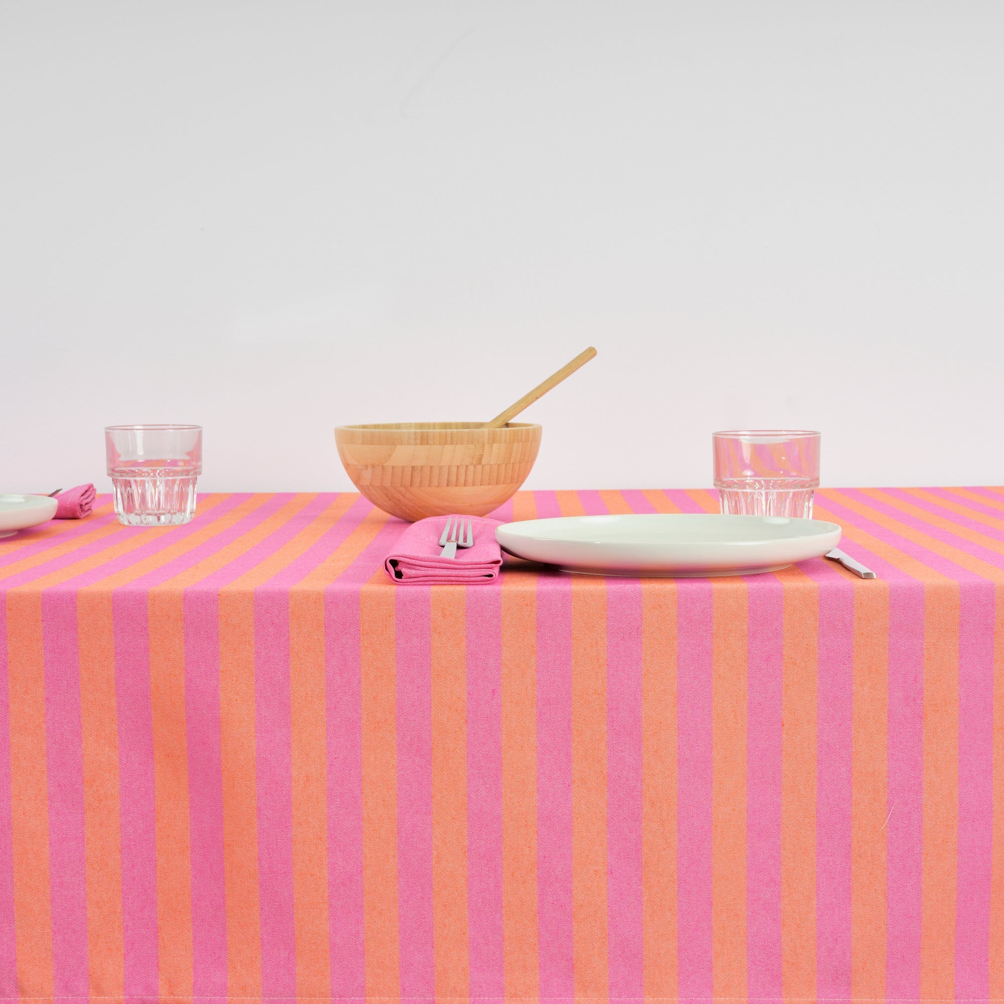 Nappe en tissu jacquard Maglia Stripe Fuchsia et Orange