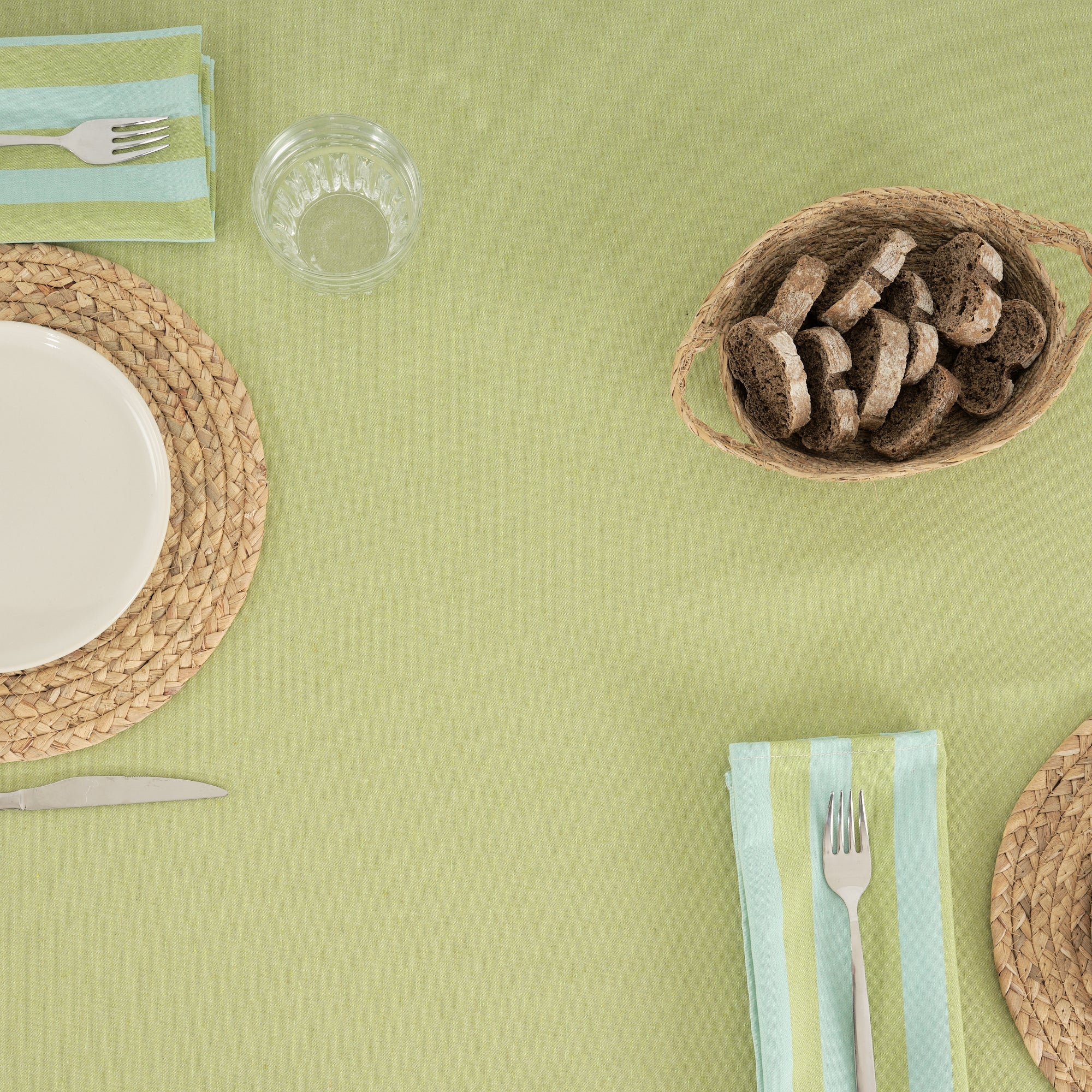 Lot de 2 serviettes Maglia Stripe Pistache et Turquoise 45x45 cm