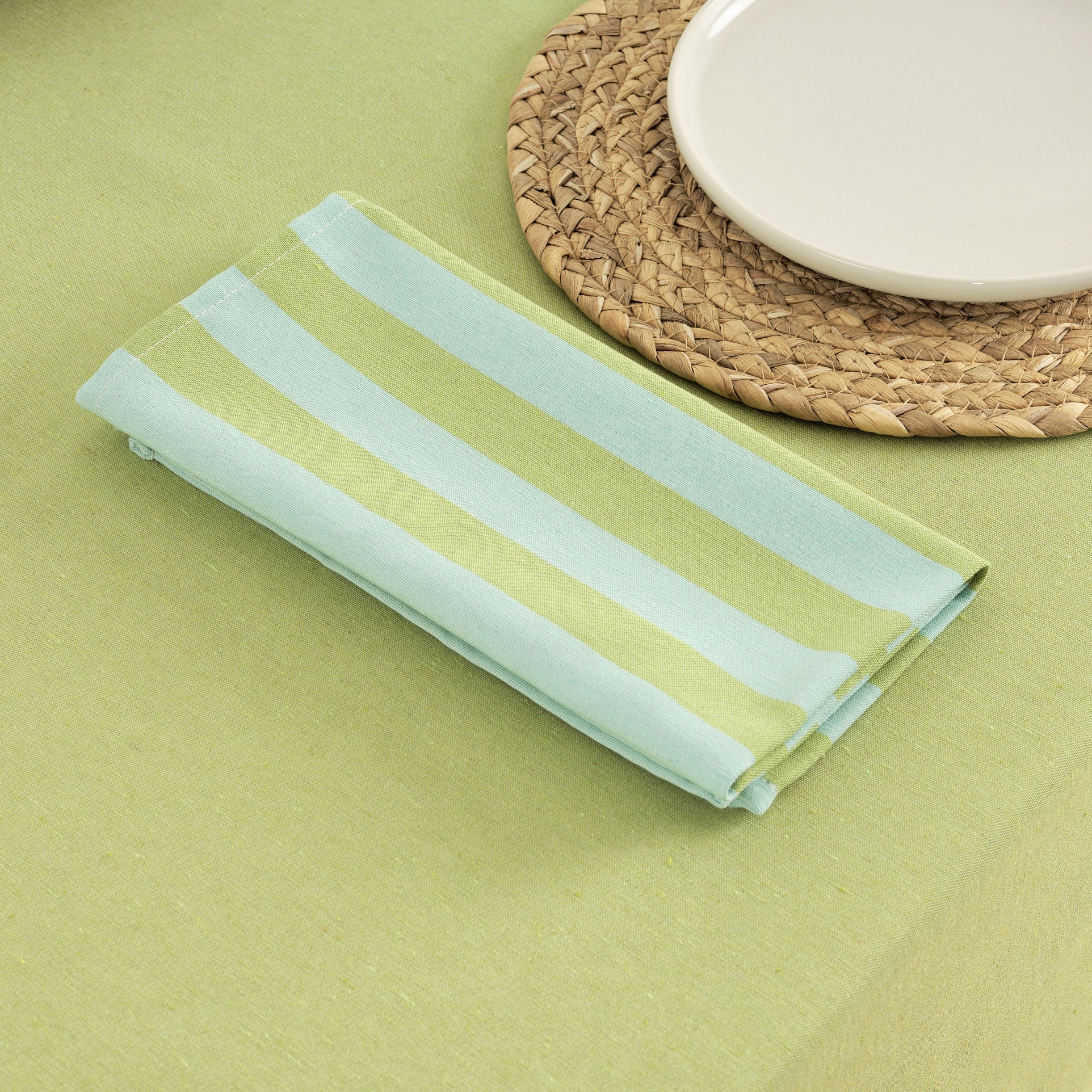 Lot de 2 serviettes Maglia Stripe Pistache et Turquoise 45x45 cm