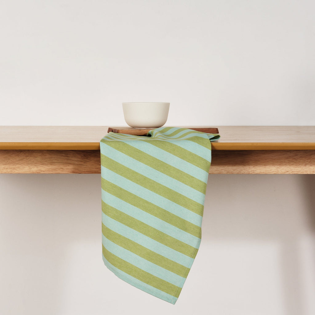 Maglia Striped Kitchen Towel Pistachio and Turquoise 45x70 cm