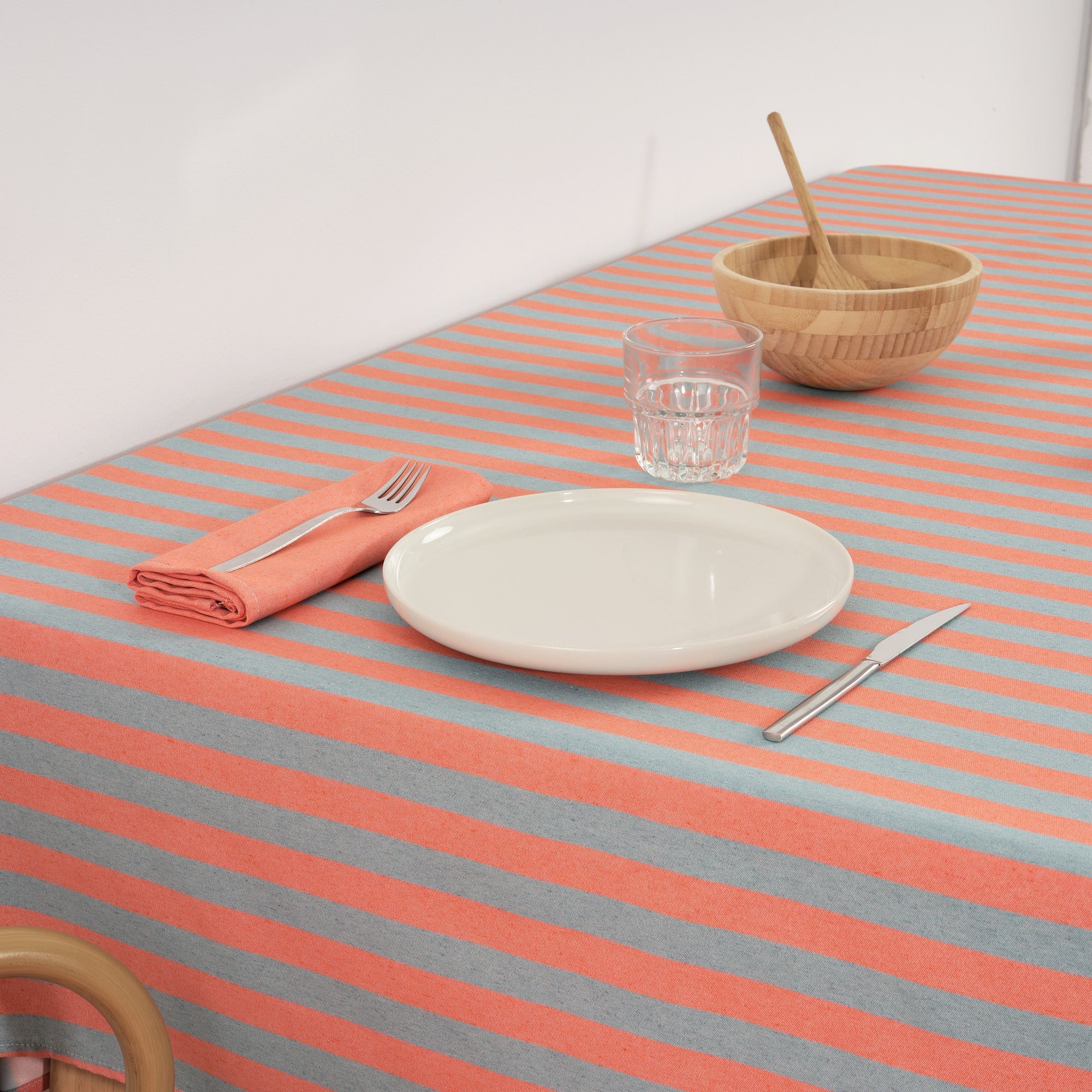 Lot de 2 serviettes Maglia Stripe Orange et Aqua 45x45 cm