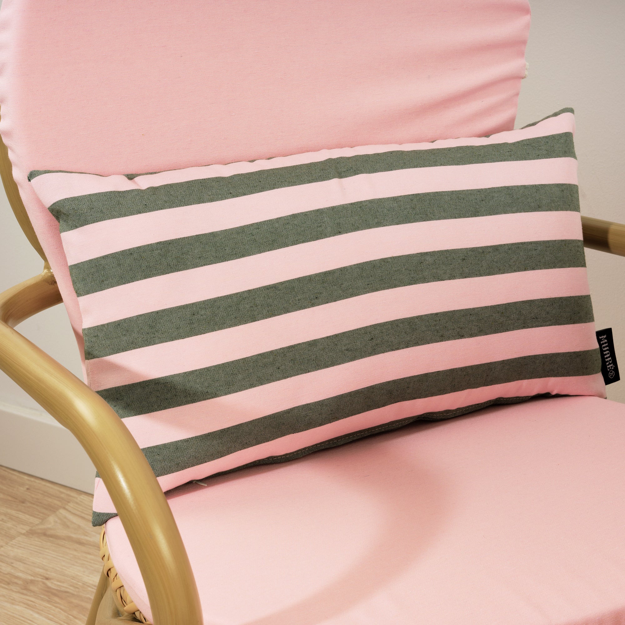 Maglia Cushion Cover Pink and Moss Stripe 30x50 cm