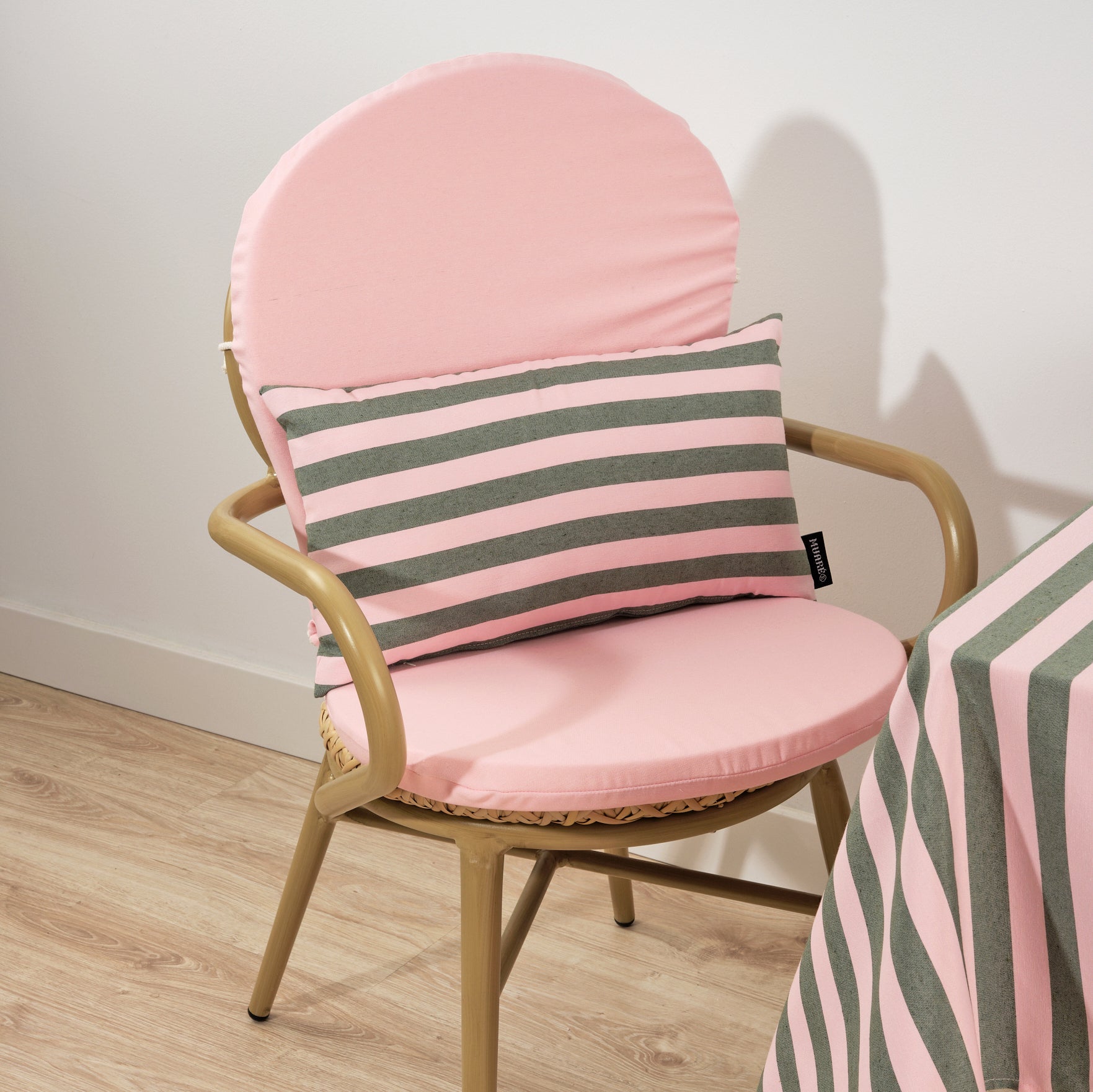 Maglia Cushion Cover Pink and Moss Stripe 30x50 cm