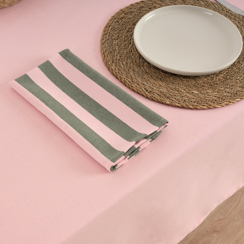 Lot de 2 serviettes Maglia Stripe Rose et Mousse 45x45 cm
