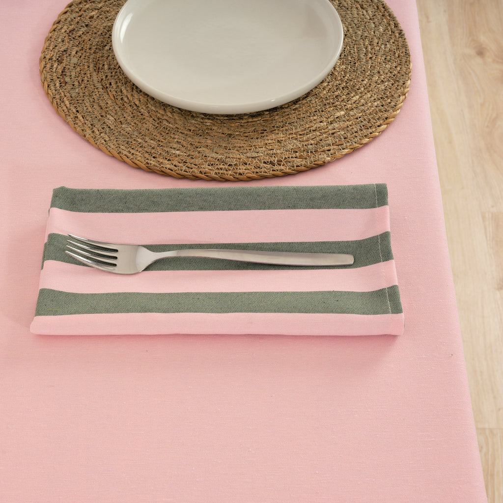 Lot de 2 serviettes Maglia Stripe Rose et Mousse 45x45 cm