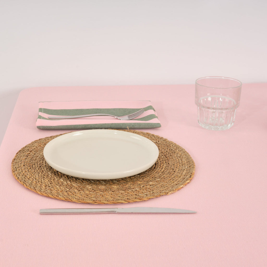 Lot de 2 serviettes Maglia Stripe Rose et Mousse 45x45 cm