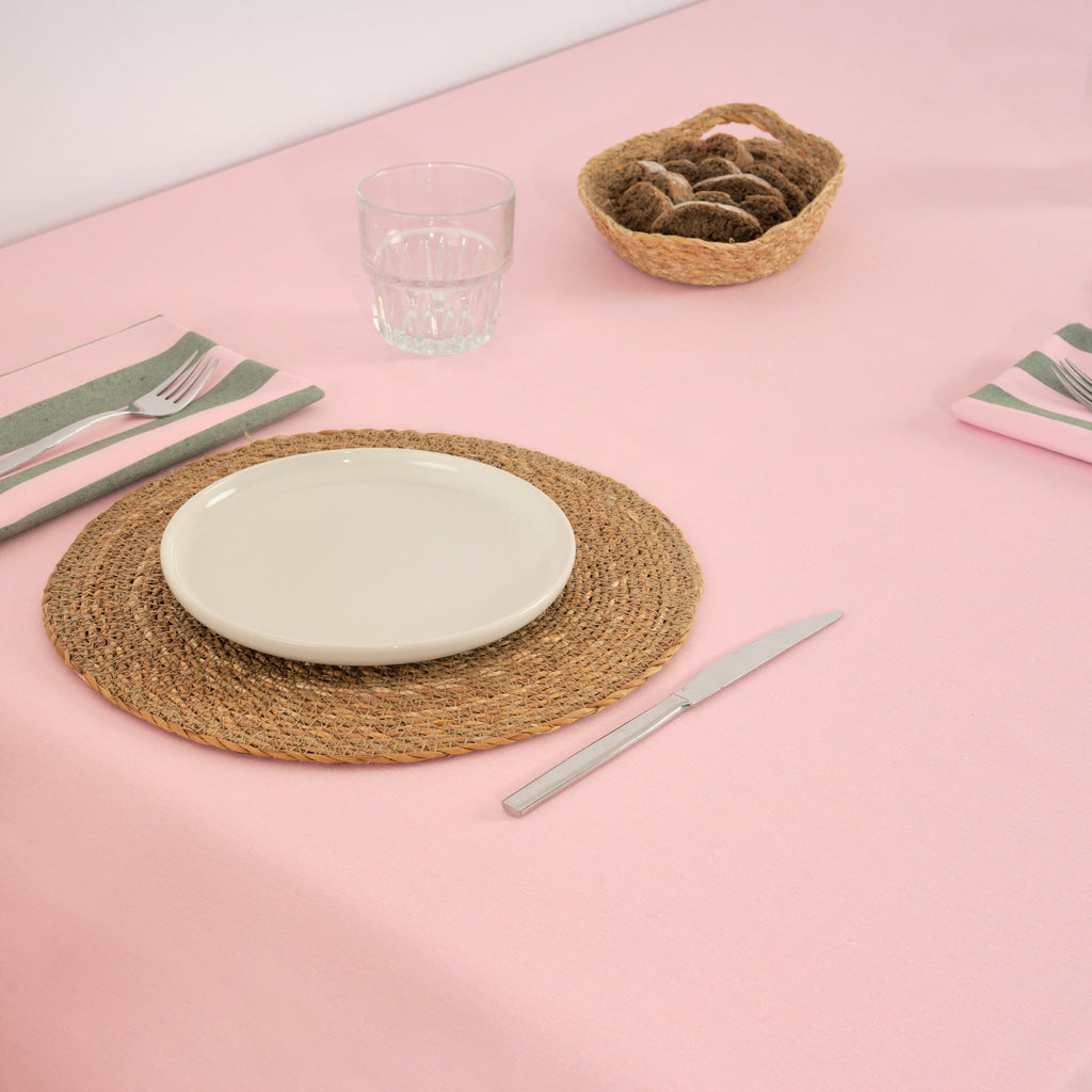 Lot de 2 serviettes Maglia Stripe Rose et Mousse 45x45 cm