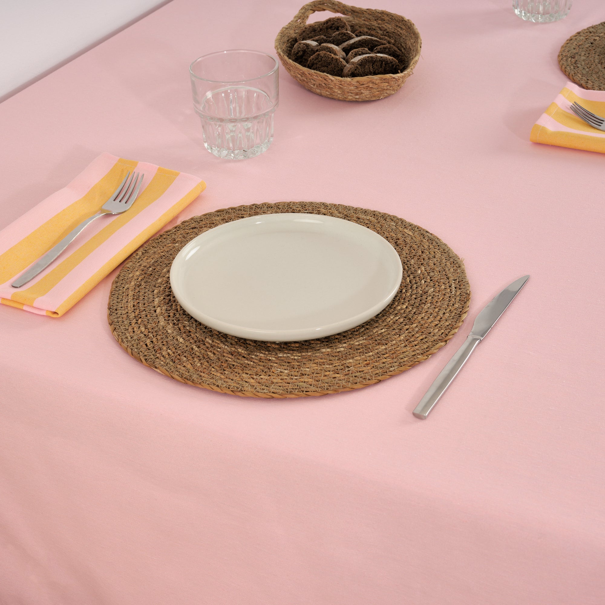 Lot de 2 serviettes Maglia Pink Stripe et Yema 45x45 cm