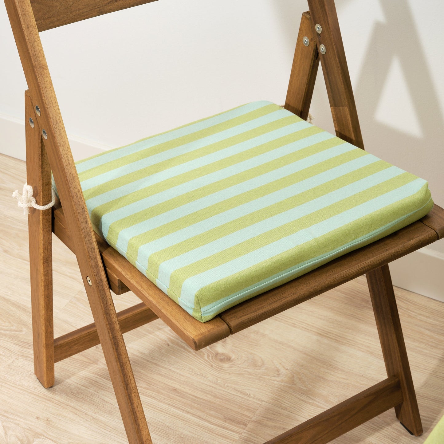 Cojín para asiento acolchado Maglia Raya Pistacho y Turquesa 40x40x5 cm
