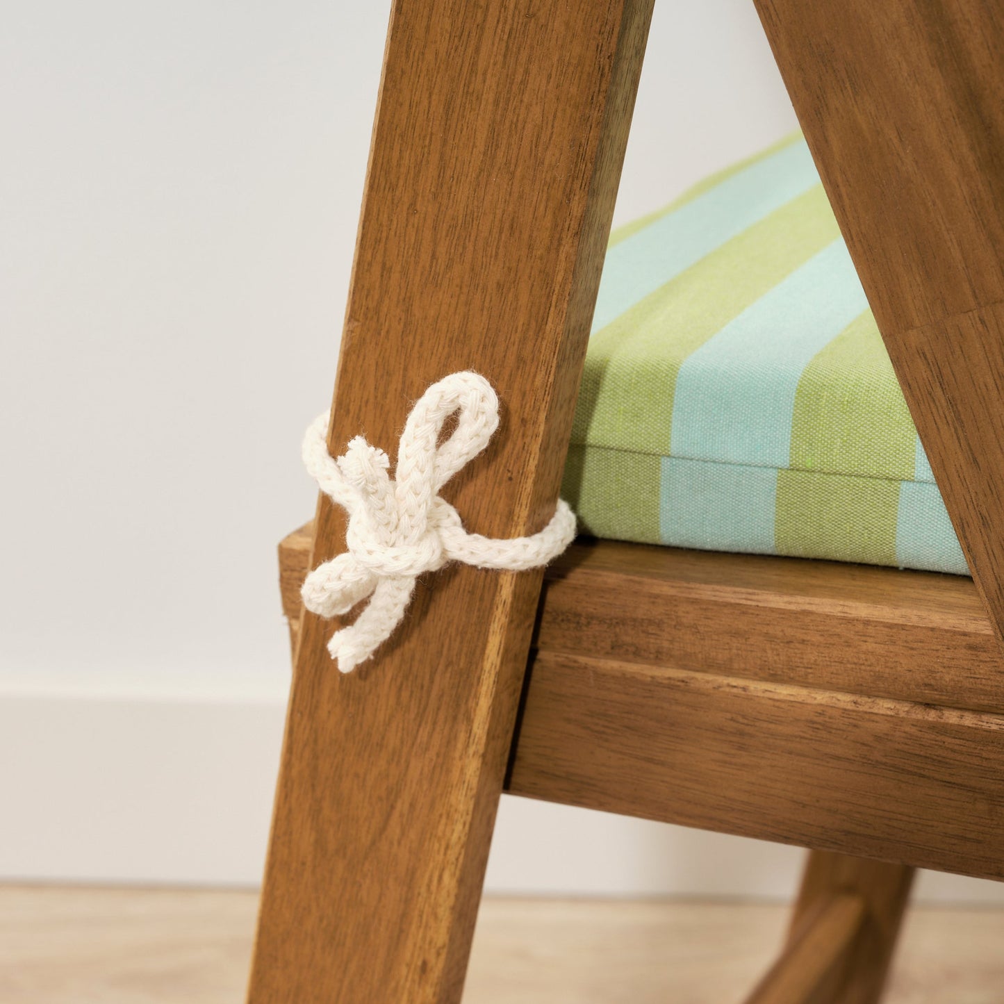 Cojín para asiento acolchado Maglia Raya Pistacho y Turquesa 40x40x5 cm