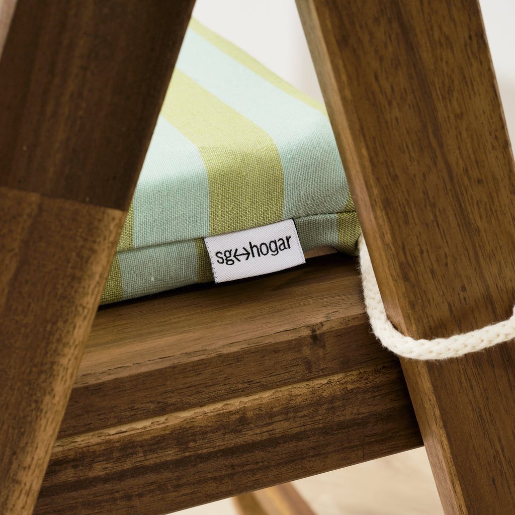 Maglia Stripe Pistachio and Turquoise Padded Seat Cushion 40x40x5 cm