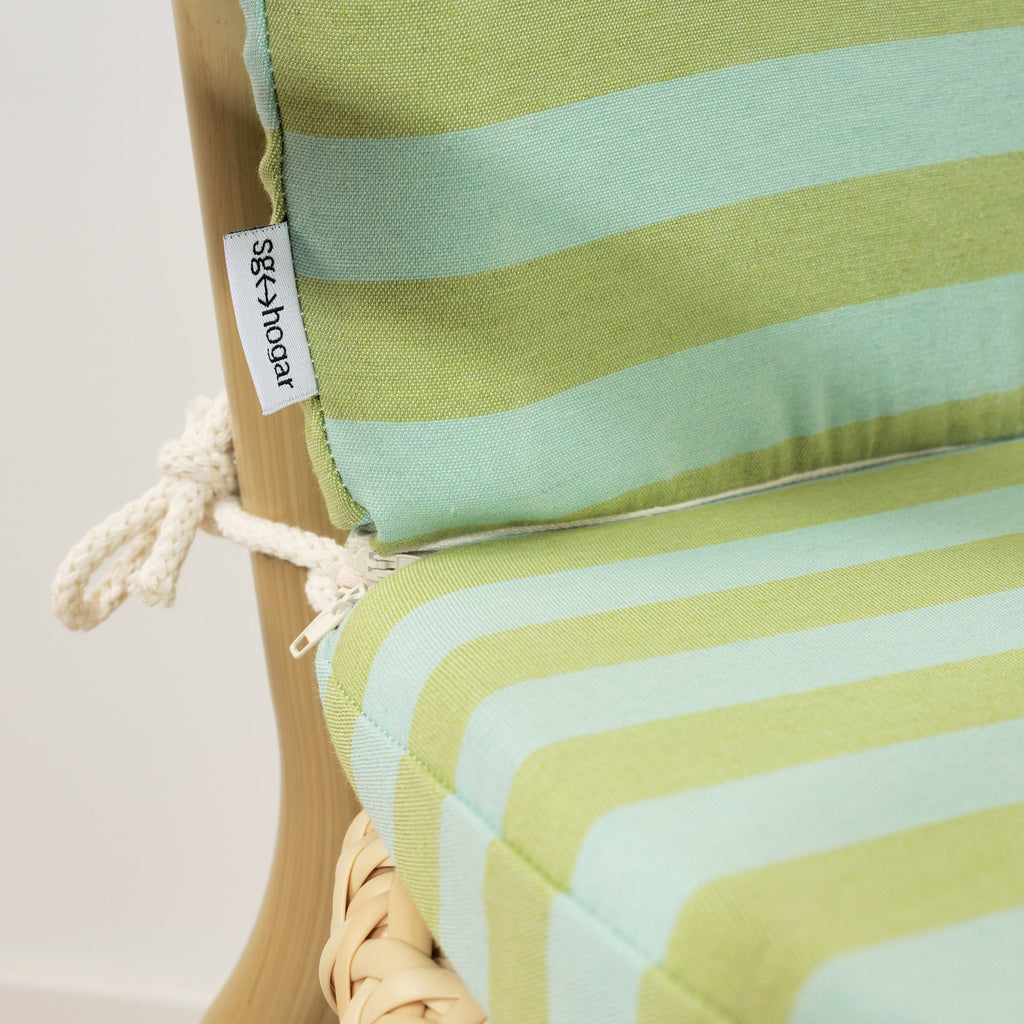 Maglia Stripe Outdoor Chair Cushion Pistachio and Turquoise 48x90 cm
