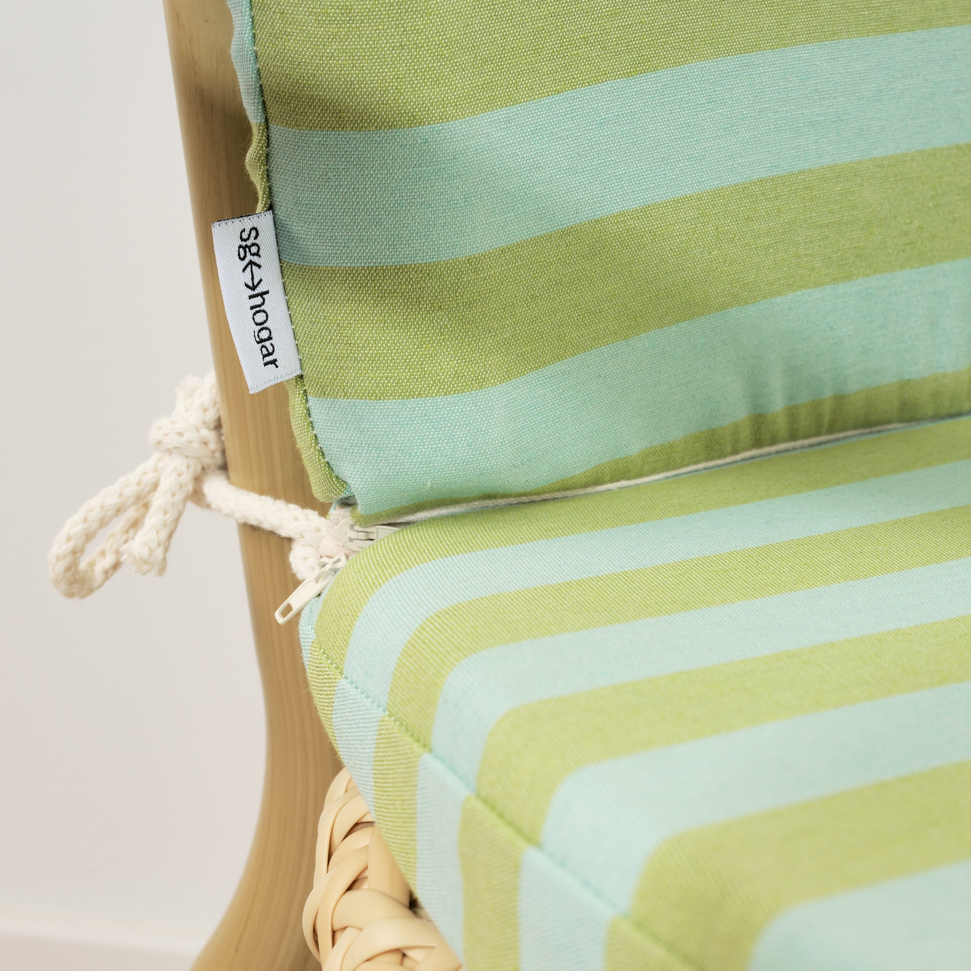 Maglia Stripe Outdoor Chair Cushion Pistachio and Turquoise 48x90 cm