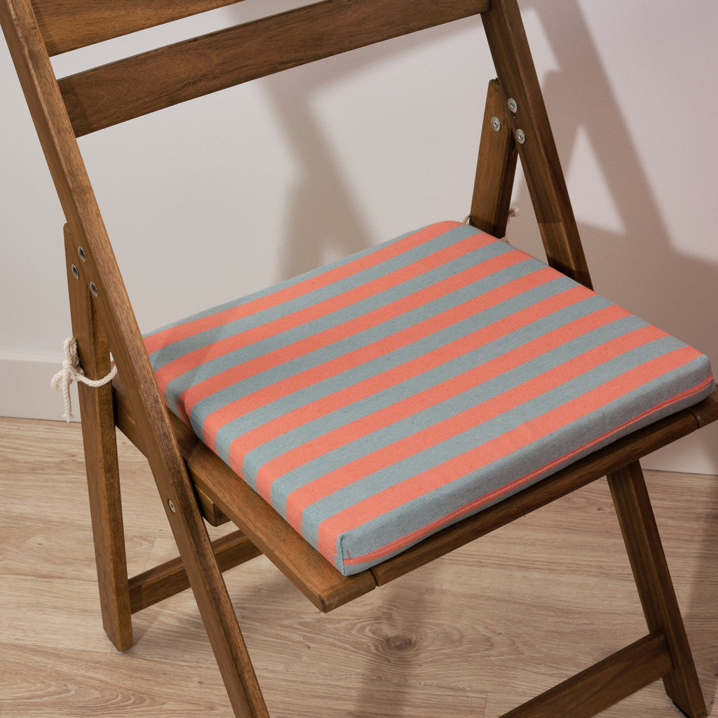 Maglia padded seat cushion Orange and Aqua stripe 40x40x5 cm
